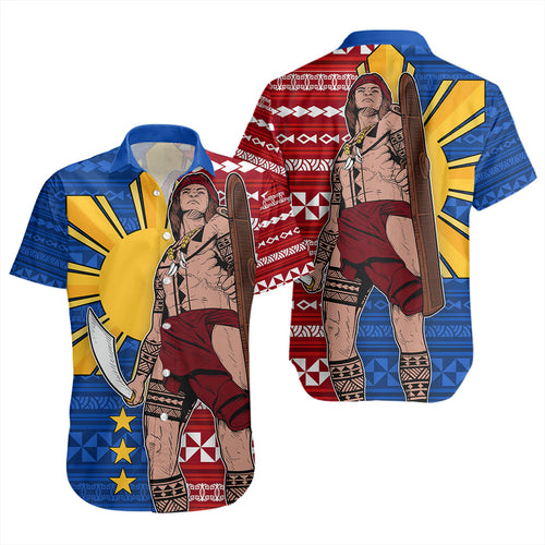 Philippines Filipinos Short Sleeve Shirt Polynesian Pattern With Lapu-Lapu Hero