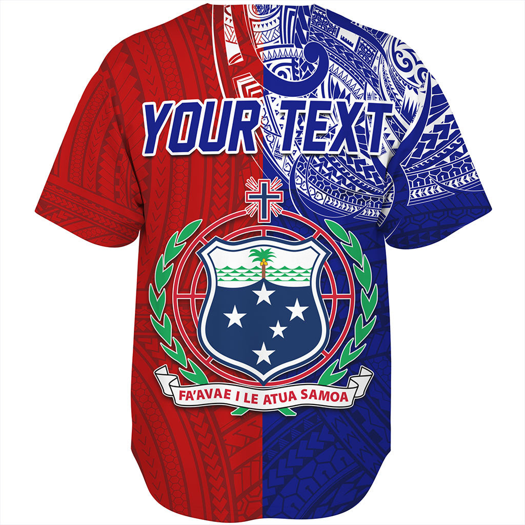 Samoa Baseball Shirt Custom Half Style Flag And Coat Of Arms