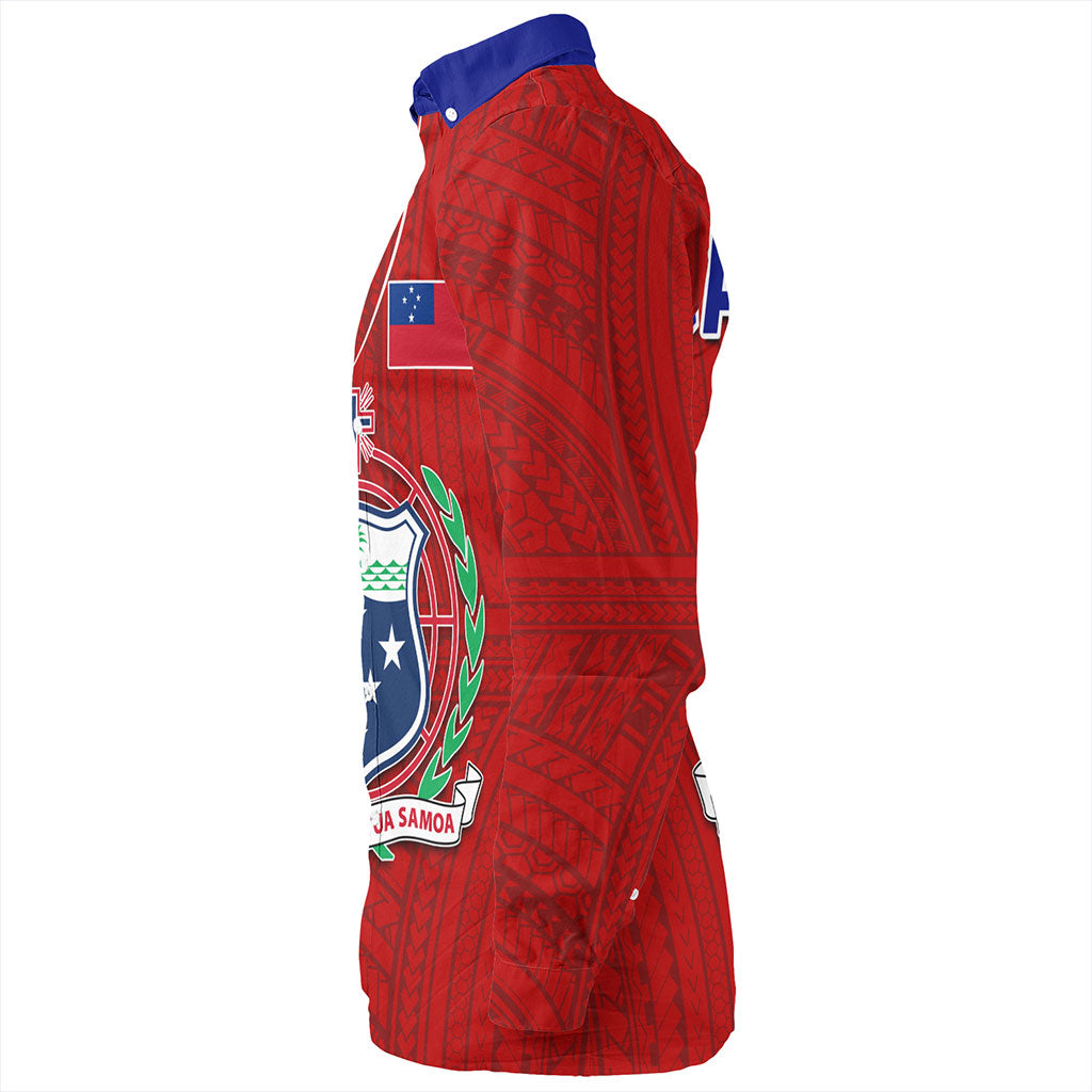 Samoa Long Sleeve Shirt Custom Half Style Flag And Coat Of Arms