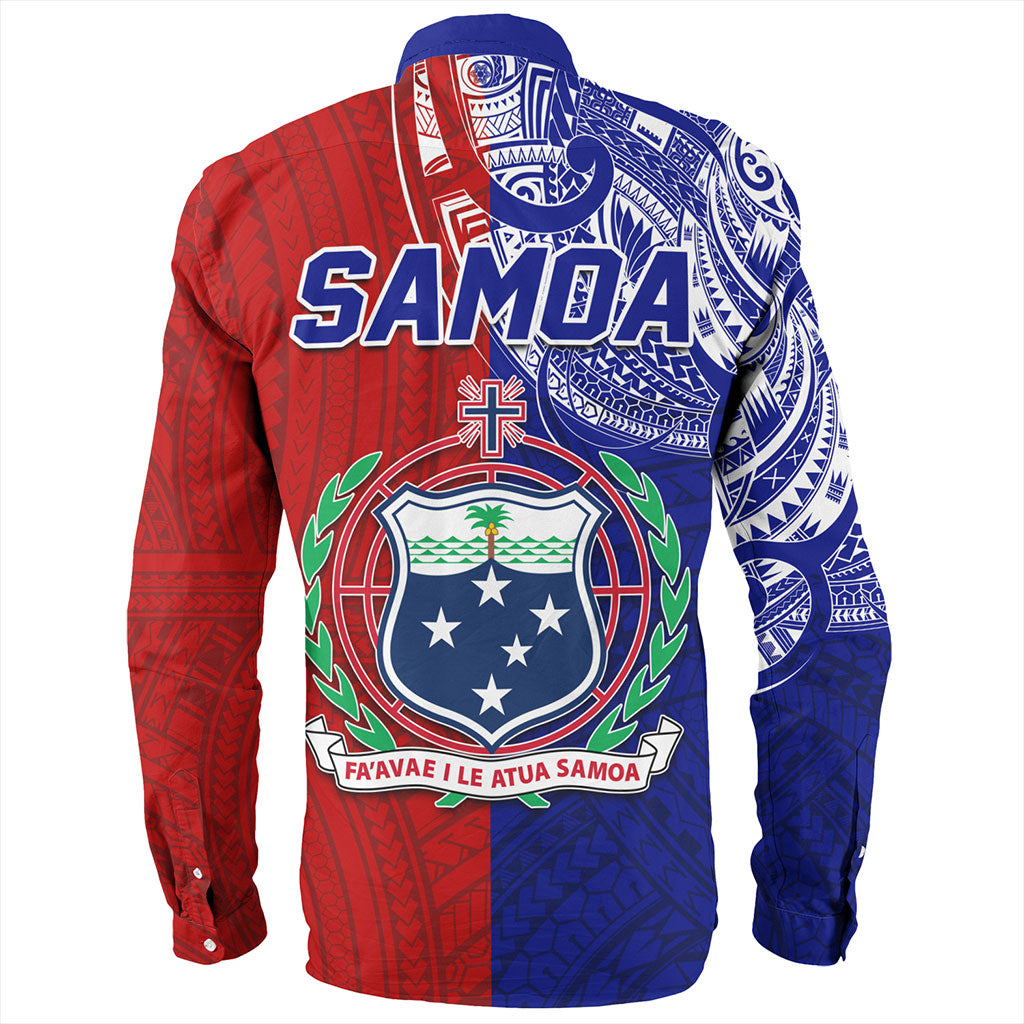 Samoa Long Sleeve Shirt Custom Half Style Flag And Coat Of Arms