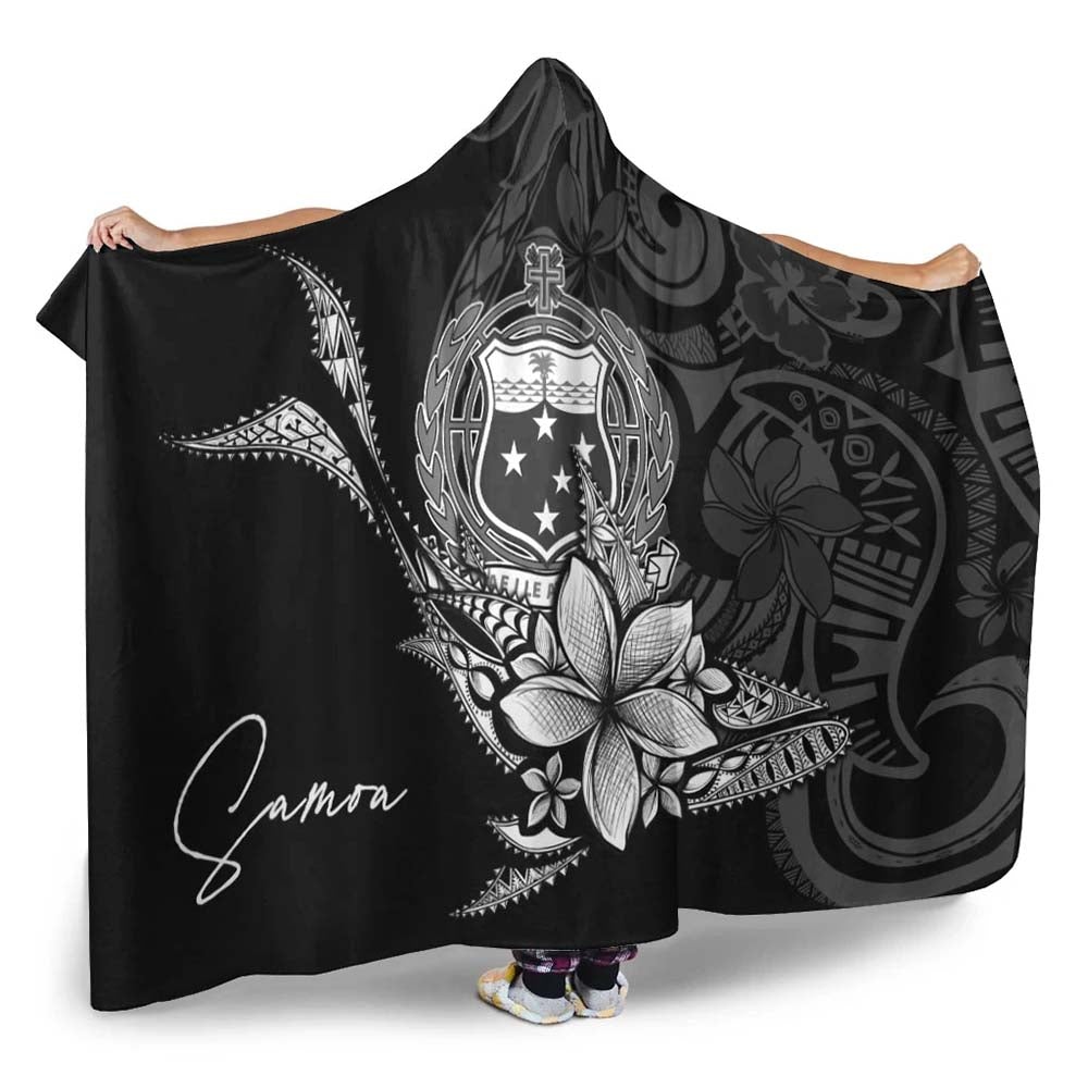 Samoa Hooded Blanket - Fish With Plumeria Flowers Style