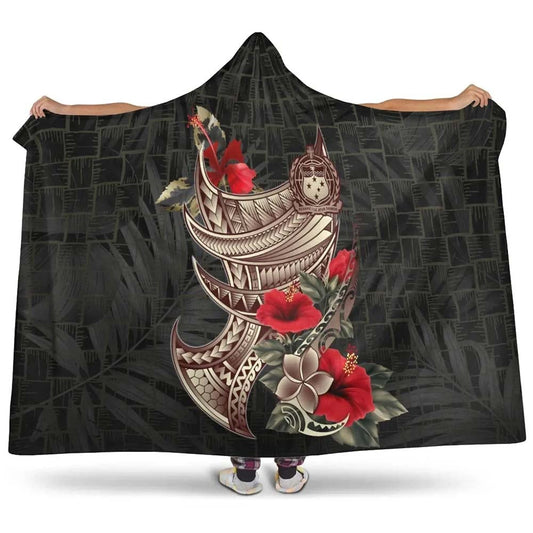 Samoa Hooded Blanket - Polynesian Tribal Tatoo