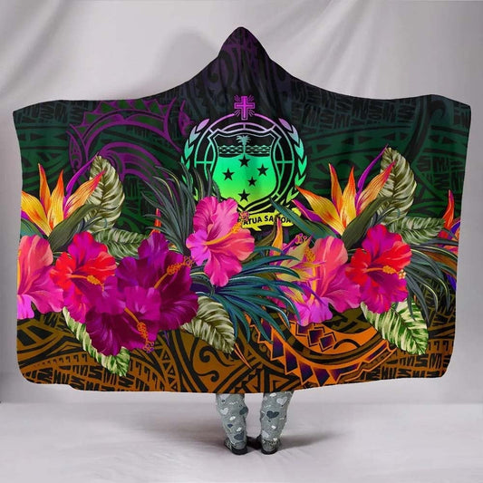 Samoa Hooded Blanket - Summer Hibiscus