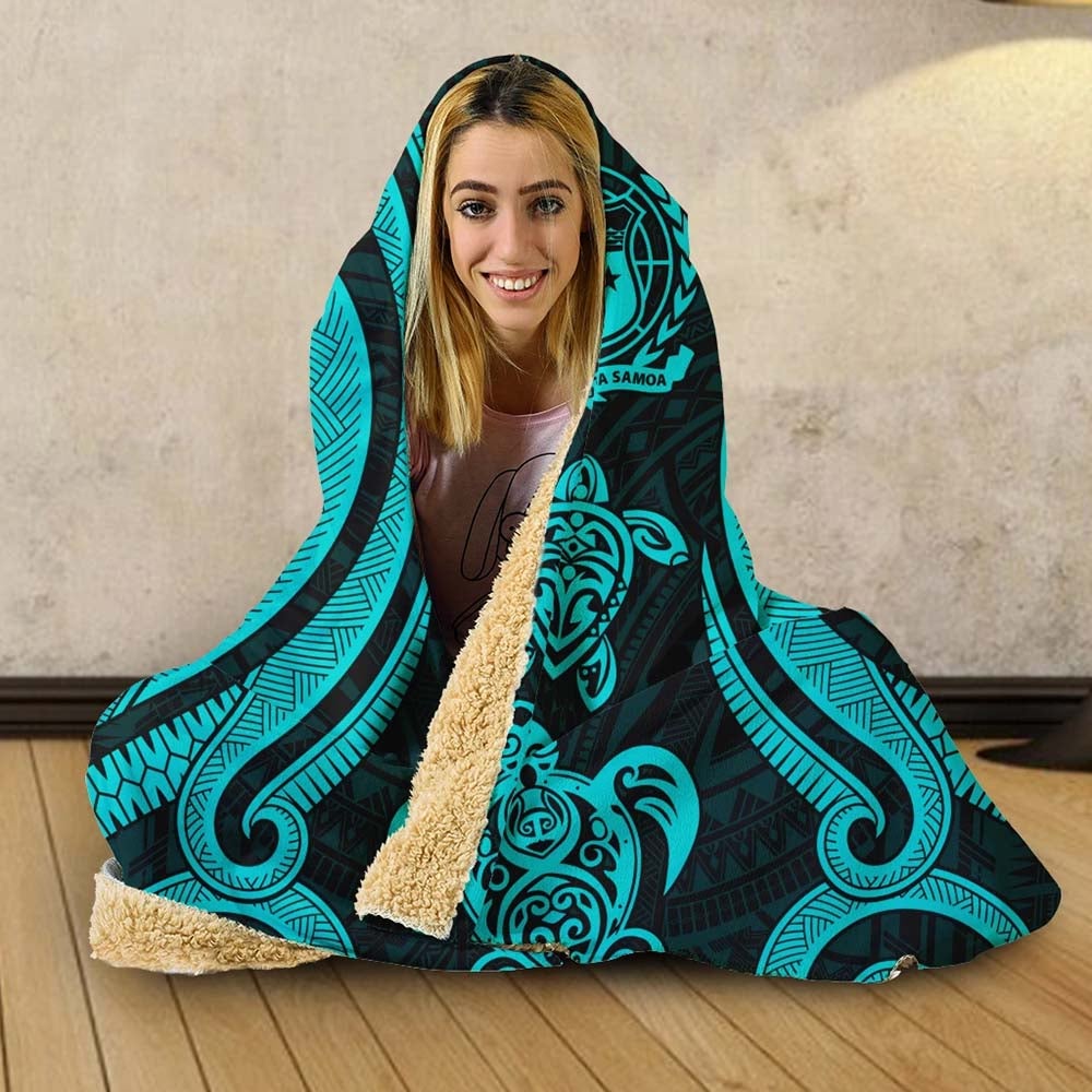 Samoa Hooded Blanket - Turquoise Tentacle Turtle