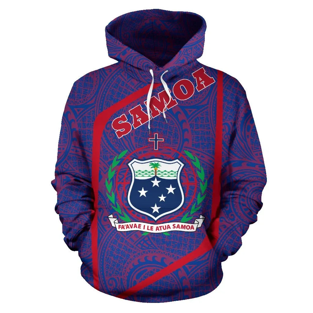 Samoa Hoodie - Samoa Coat Of Arms Polynesian Tattoo Style