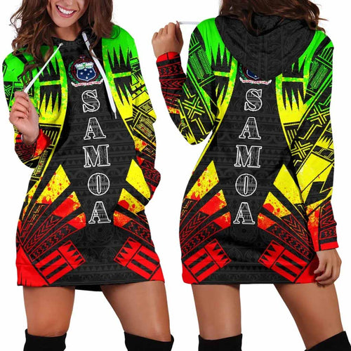 Samoa Hoodie Dress - Polynesian Tattoo Reggae
