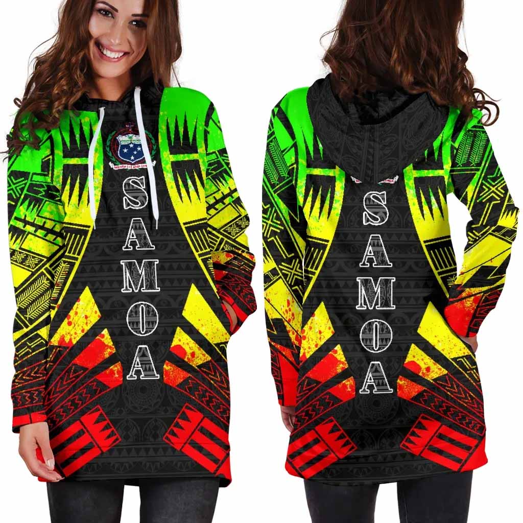 Samoa Hoodie Dress - Polynesian Tattoo Reggae