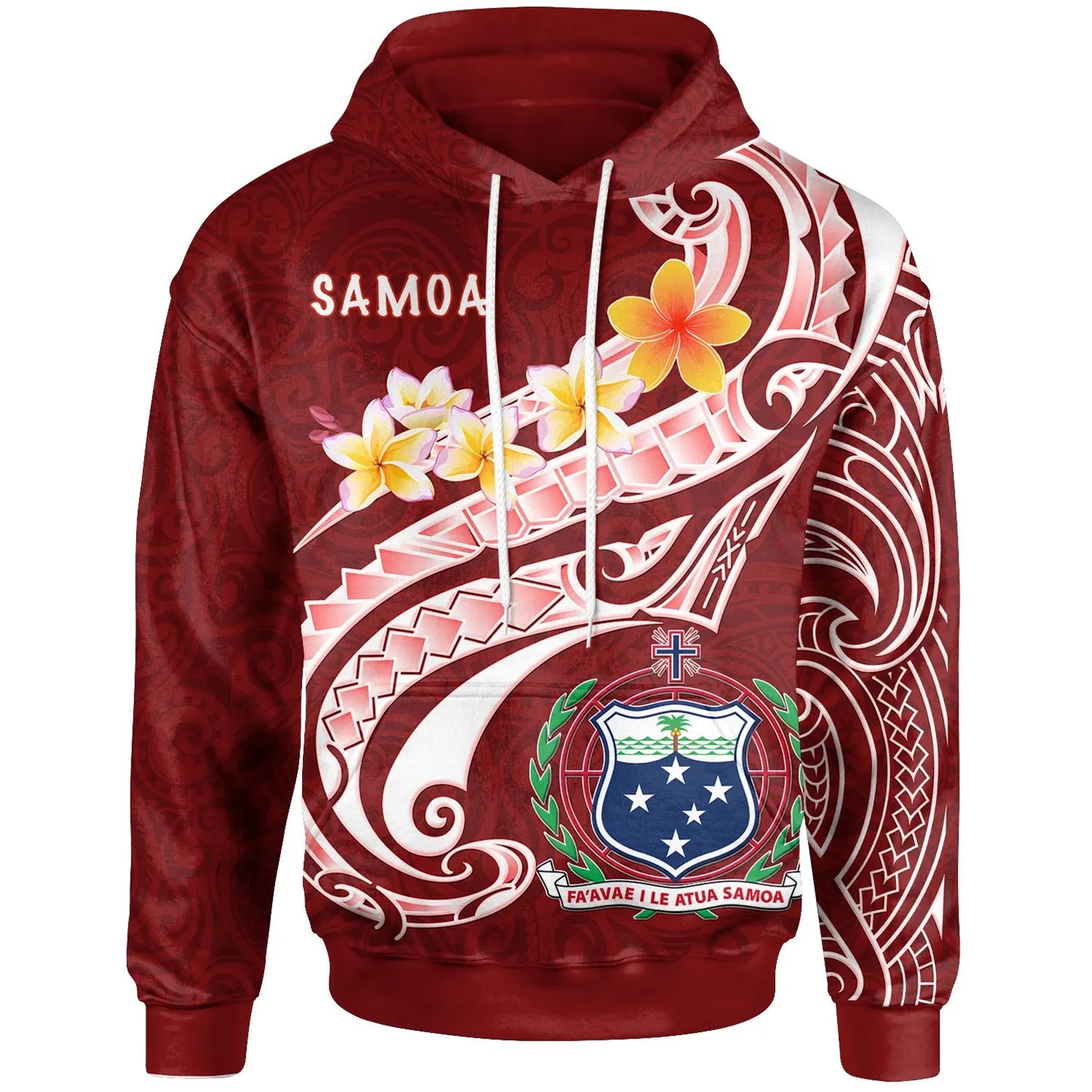 Samoa Hoodie - Samoa Seal  Polynesian Patterns Plumeria