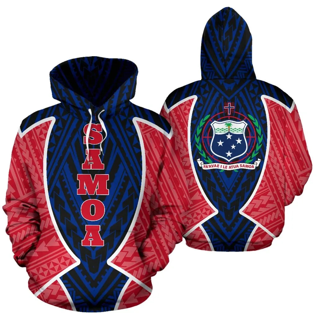 Samoa Hoodie - Samoa Coat Of Arms Polysenian Tattoo Sport Style