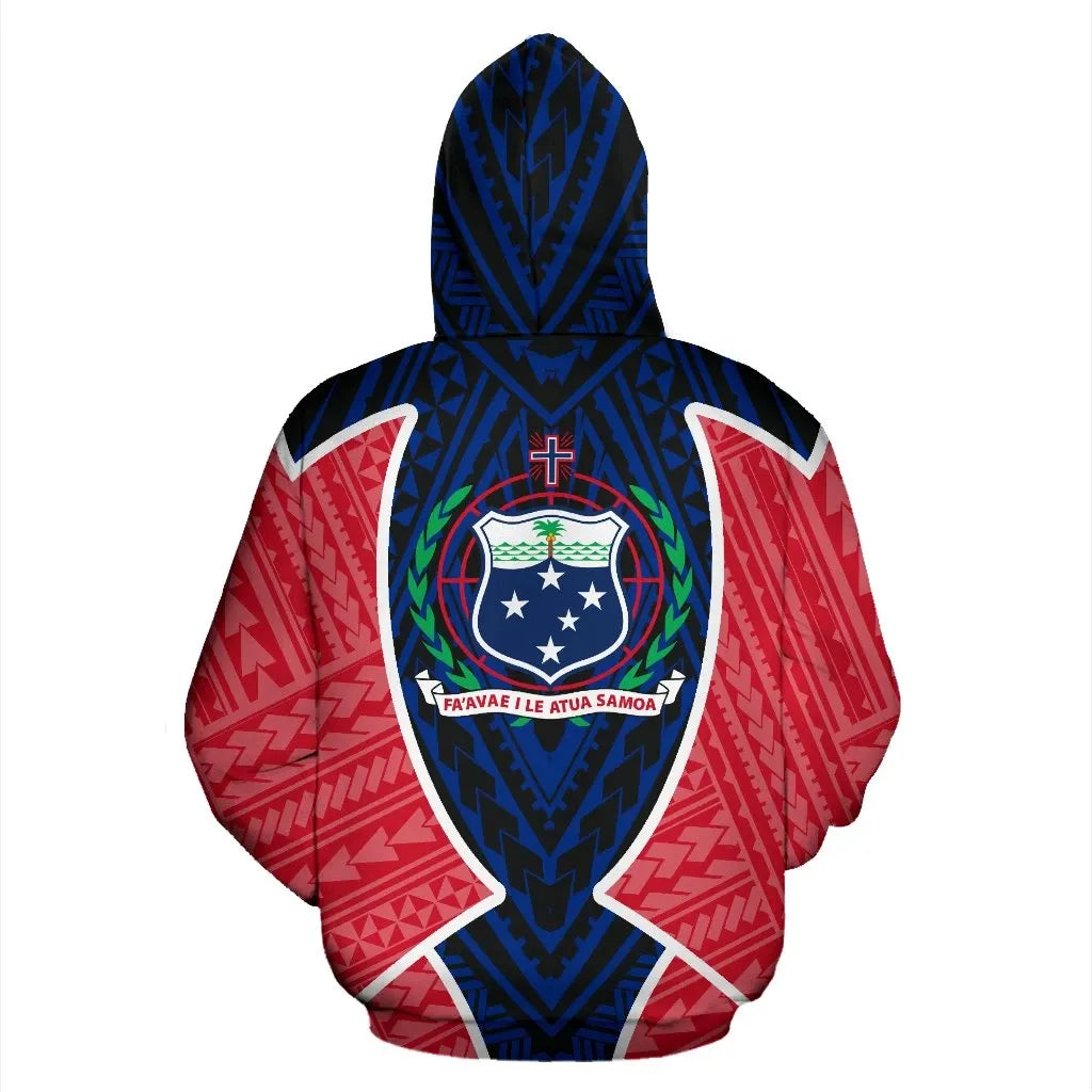 Samoa Hoodie - Samoa Coat Of Arms Polysenian Tattoo Sport Style