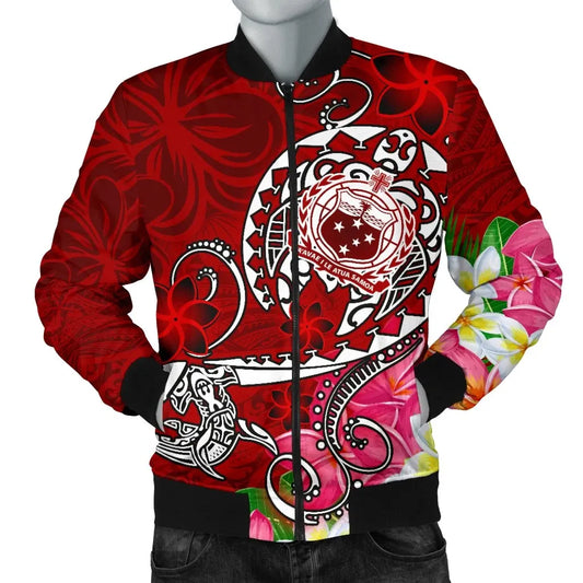 Samoa Bomber Jacket - Turtle Plumeria (Red)