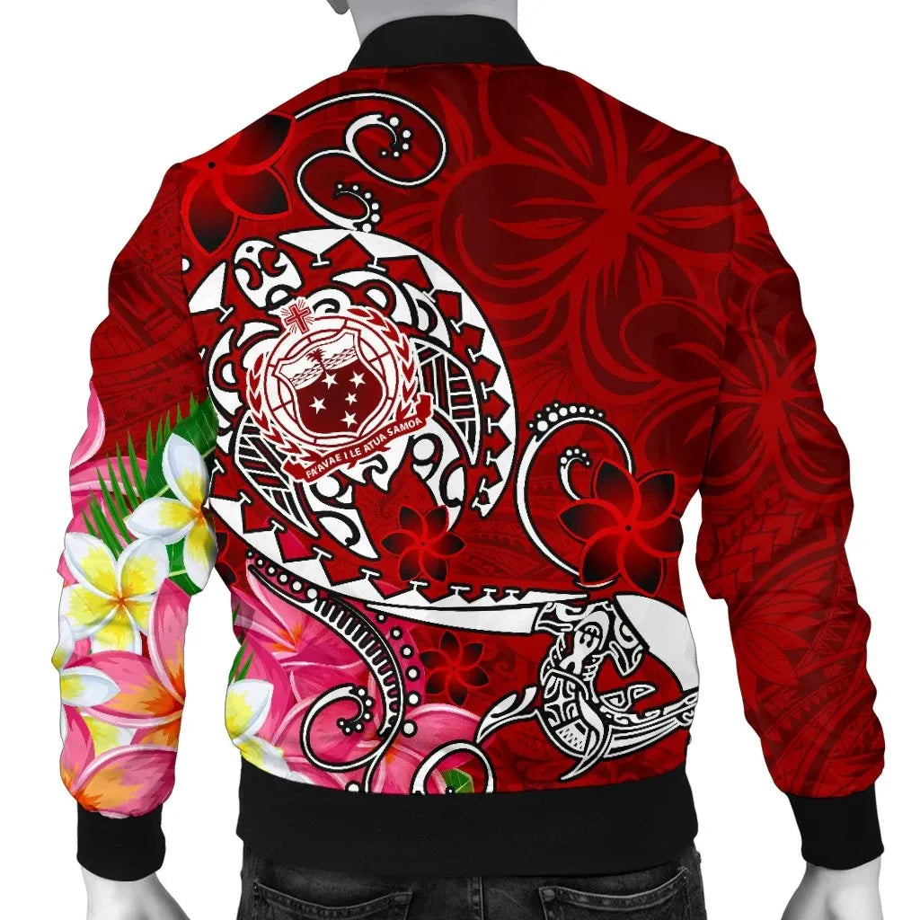 Samoa Bomber Jacket - Turtle Plumeria (Red)