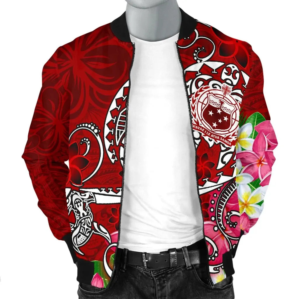 Samoa Bomber Jacket - Turtle Plumeria (Red)