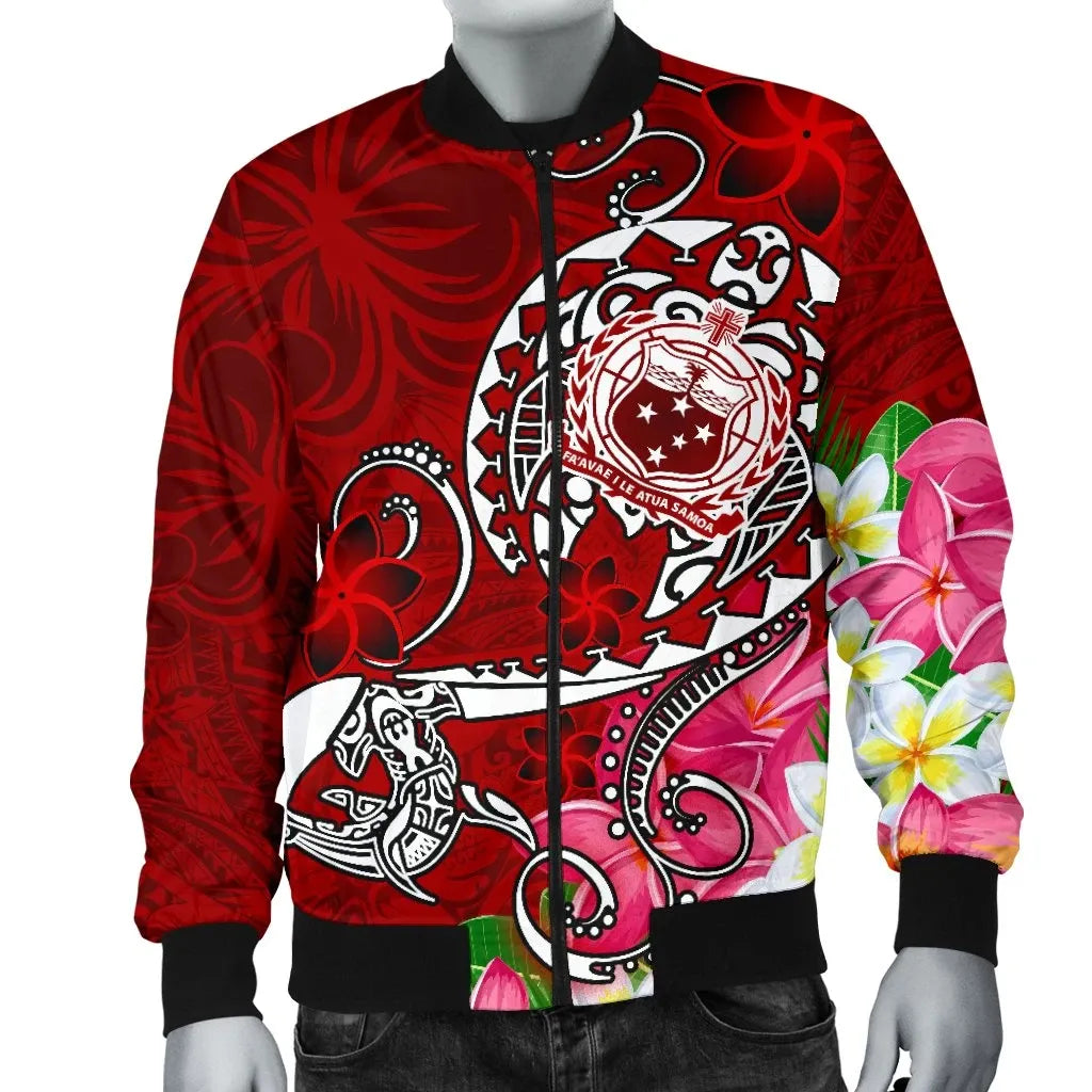 Samoa Bomber Jacket - Turtle Plumeria (Red)