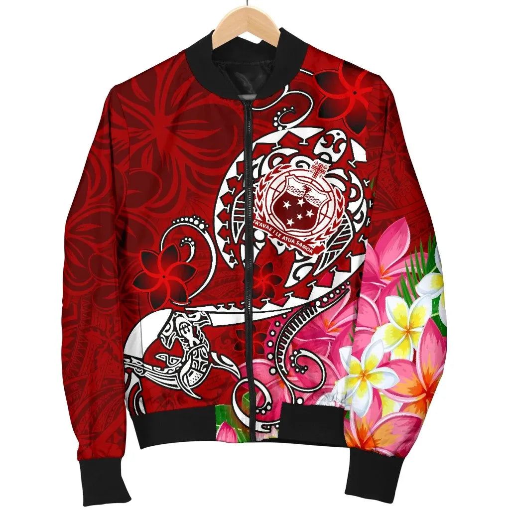 Samoa Bomber Jacket - Turtle Plumeria (Red)