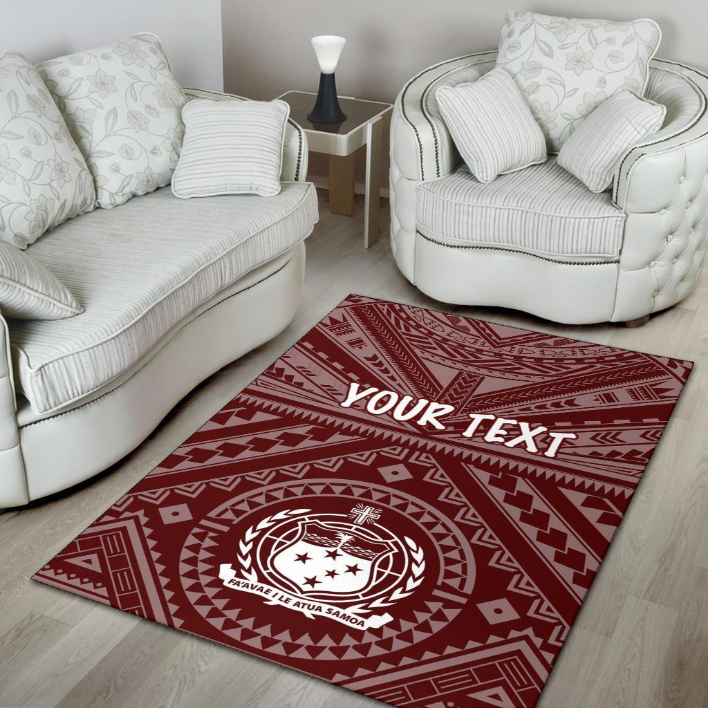 Samoa Personalised Area Rug - Samoa Seal In Polynesian Tattoo Style (Red)