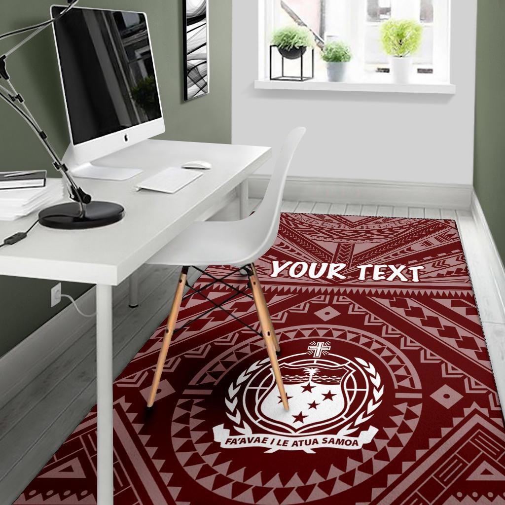 Samoa Personalised Area Rug - Samoa Seal In Polynesian Tattoo Style (Red)