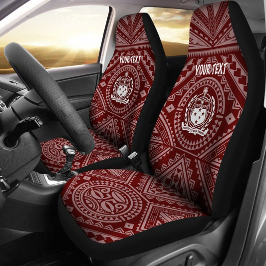 Samoa Personalised Car Seat Covers - Samoa Seal In Polynesian Tattoo Style (Red)