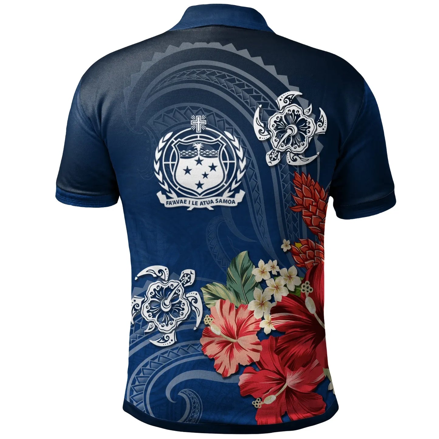 Samoa Personalised Custom Polo Shirt - Flower And Turtle