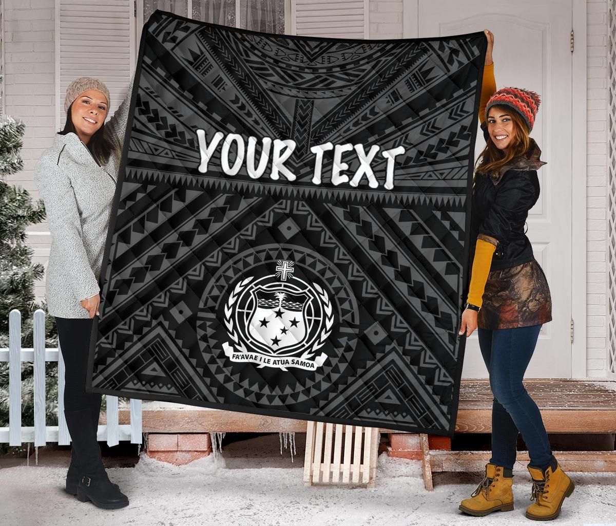 Samoa Personalised Premium Quilt  - Samoa Seal In Polynesian Tattoo Style