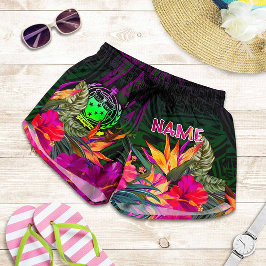 Samoa Personalised Women Shorts - Summer Hibiscus