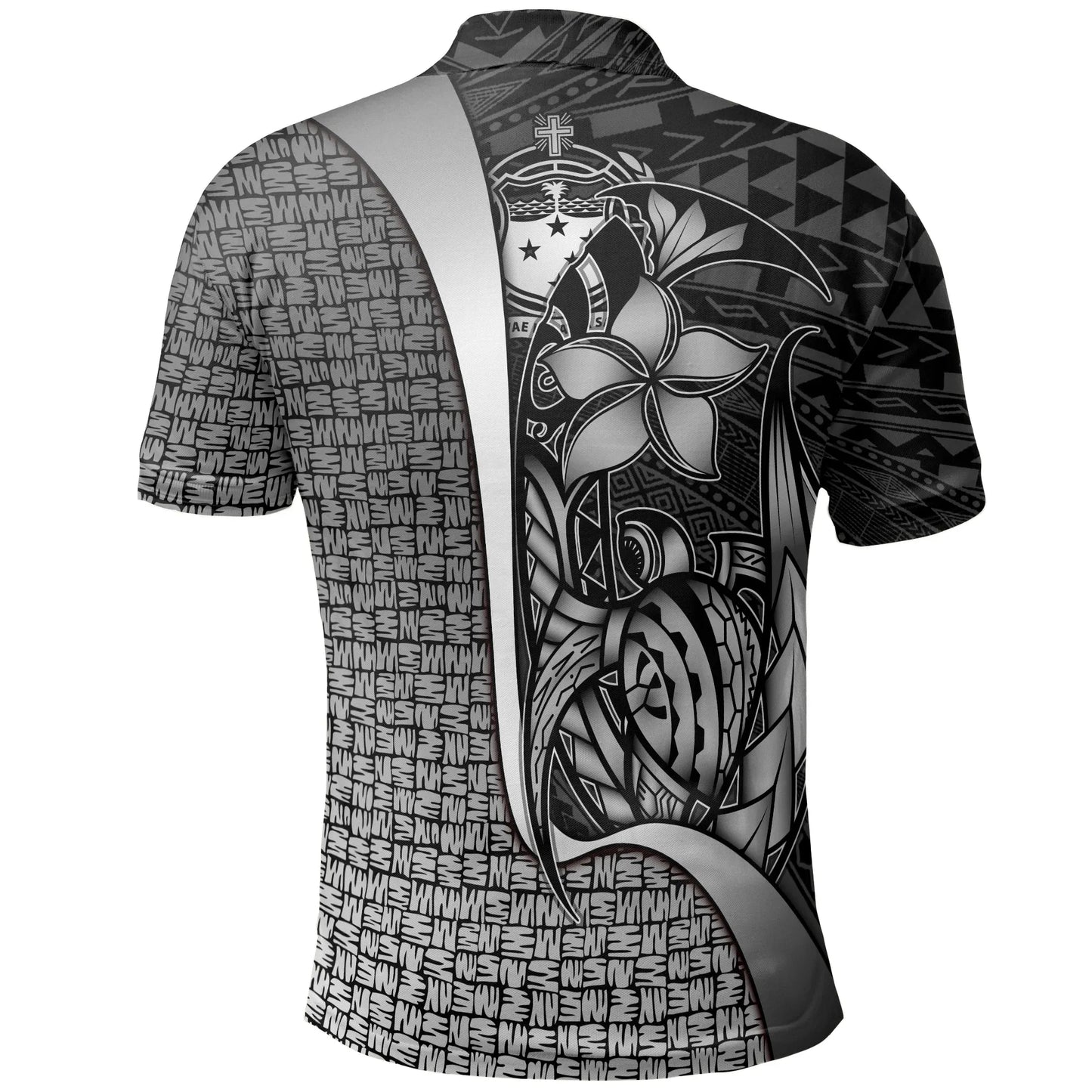 Samoa Polo Shirt White - Turtle with Hook
