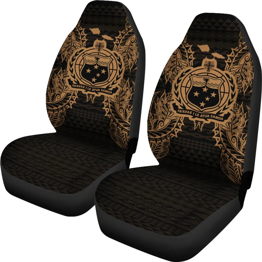 Samoa Car Seat Cover - Samoa Coat Of Arms Map Gold