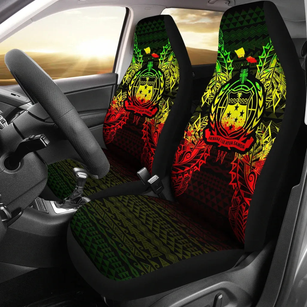 Samoa Car Seat Cover - Samoa Coat Of Arms Map Reggae