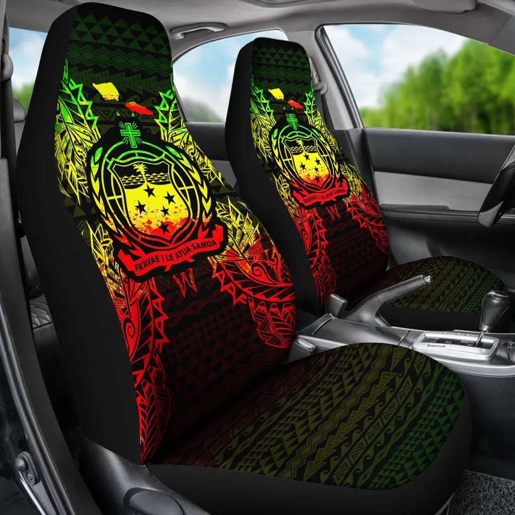Samoa Car Seat Cover - Samoa Coat Of Arms Map Reggae