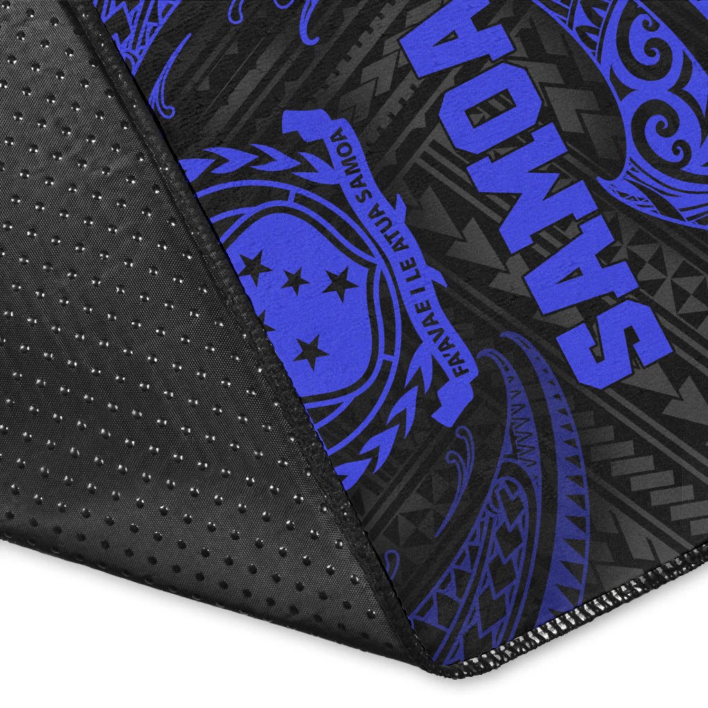 Samoa Polynesian Area Rug - Blue Tribal Wave