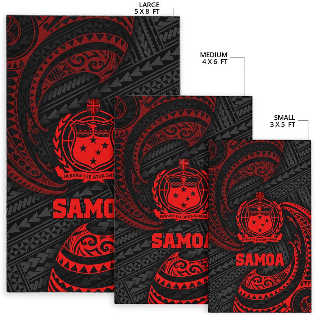 Samoa Polynesian Area Rug - Red Tribal Wave