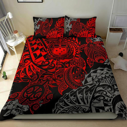 Polynesian Duvet Cover - Samoa Bedding Set - Red Turtle Flowing
