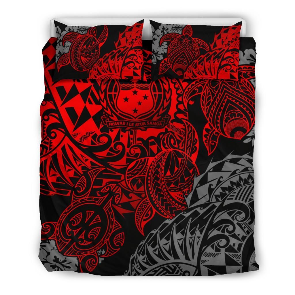 Polynesian Duvet Cover - Samoa Bedding Set - Red Turtle Flowing