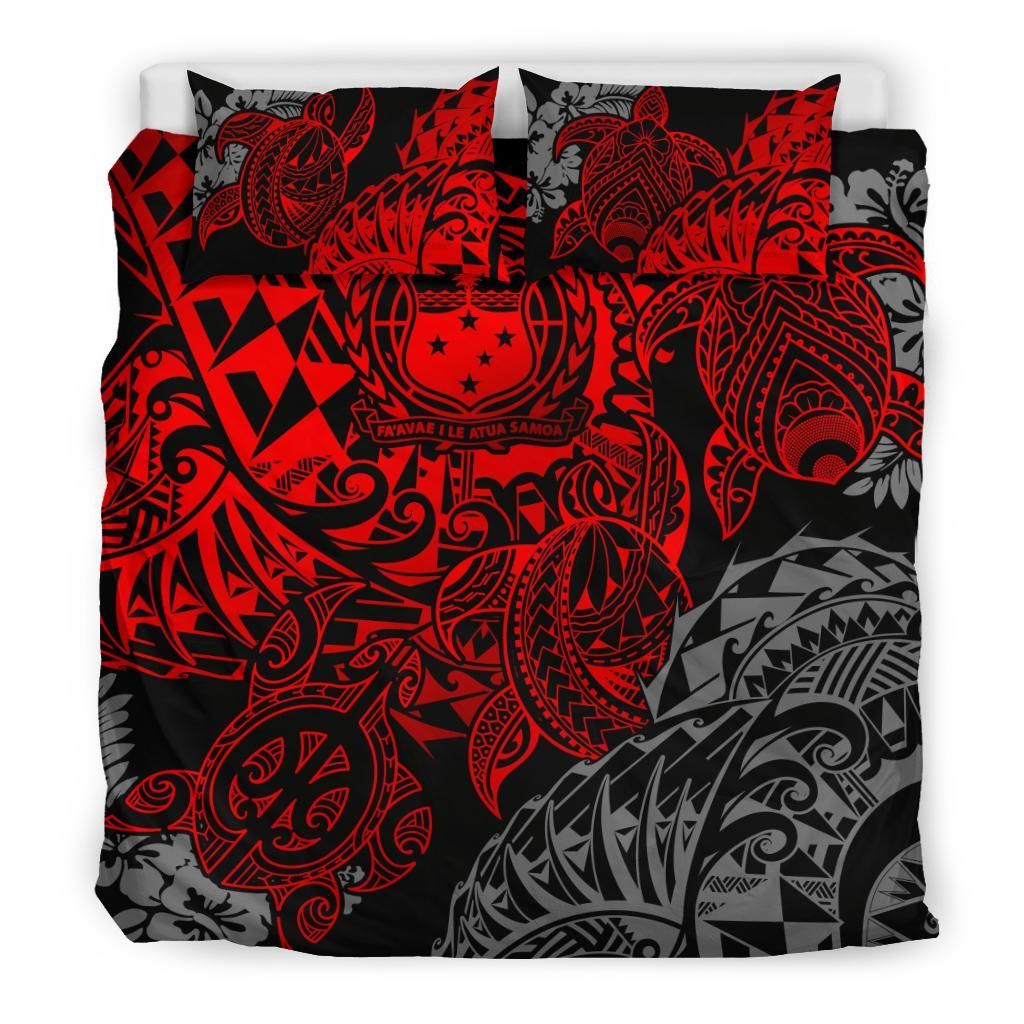 Polynesian Duvet Cover - Samoa Bedding Set - Red Turtle Flowing