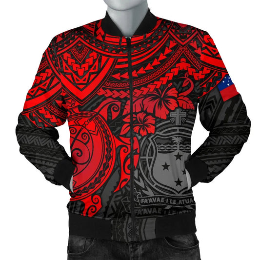 Samoa Polynesian Bomber Jacket - Red Turtle
