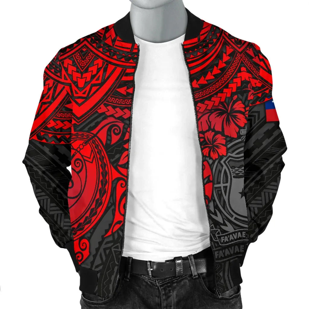 Samoa Polynesian Bomber Jacket - Red Turtle