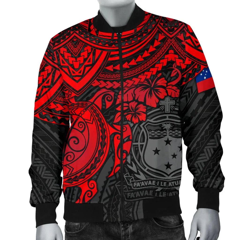 Samoa Polynesian Bomber Jacket - Red Turtle