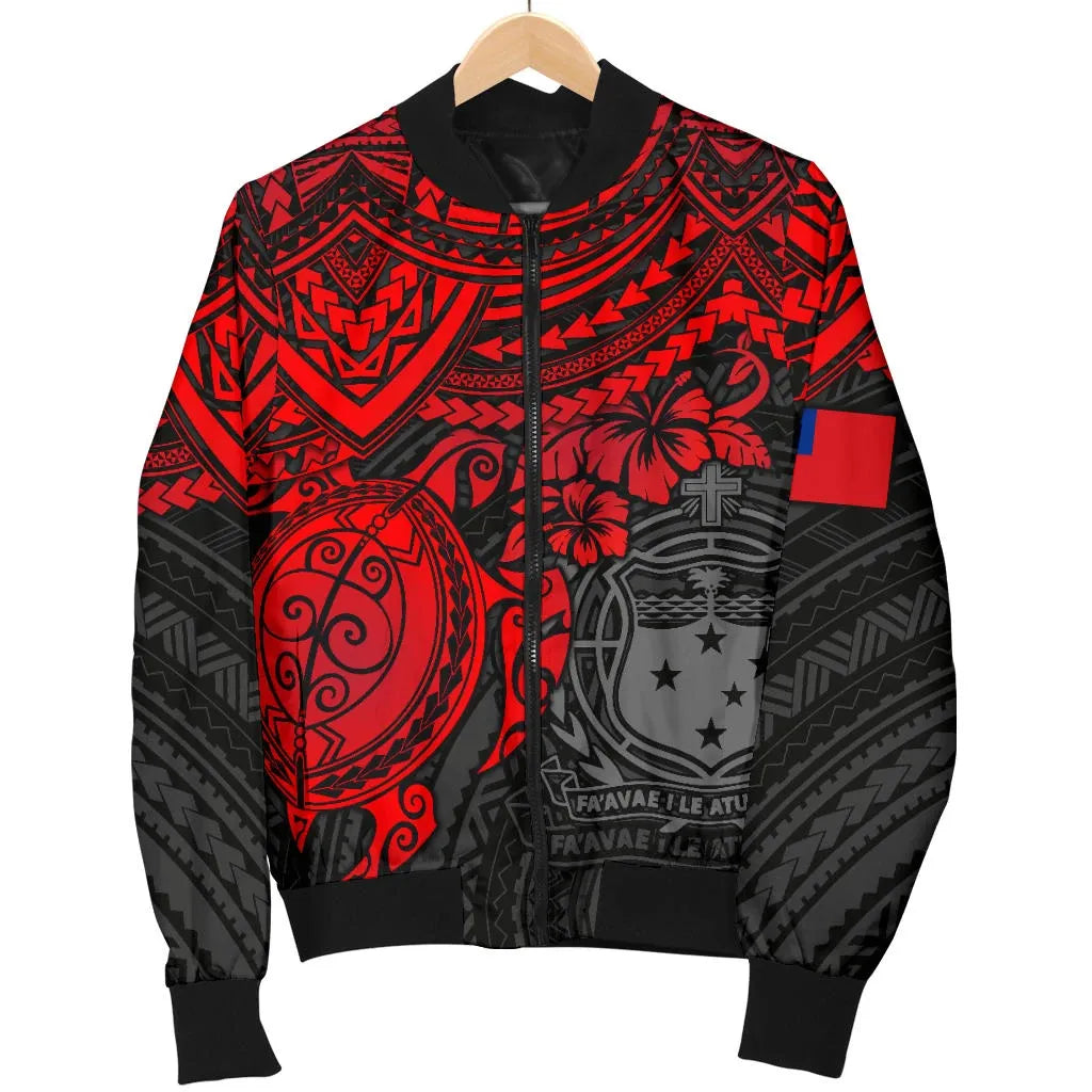 Samoa Polynesian Bomber Jacket - Red Turtle