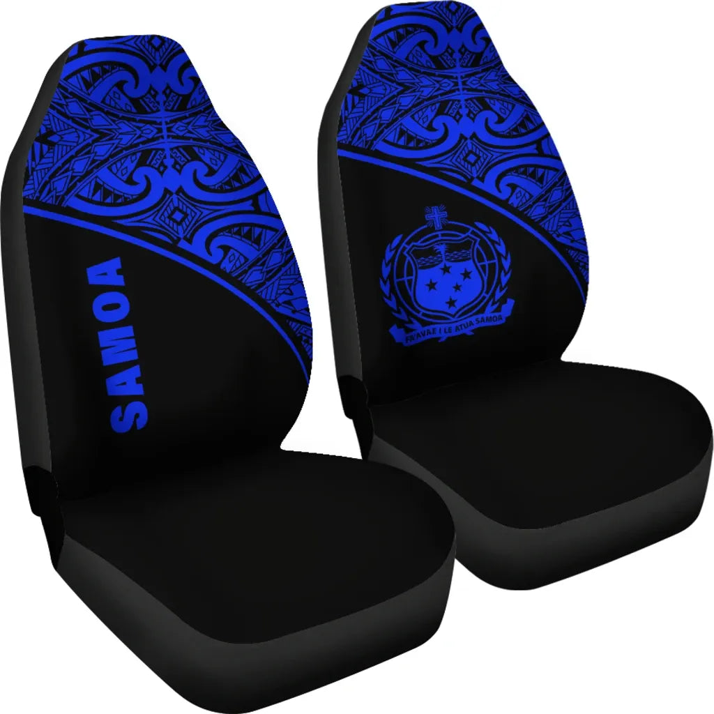 Samoa Car Seat Covers - Samoa Coat Of Arms Polynesian Blue Curve