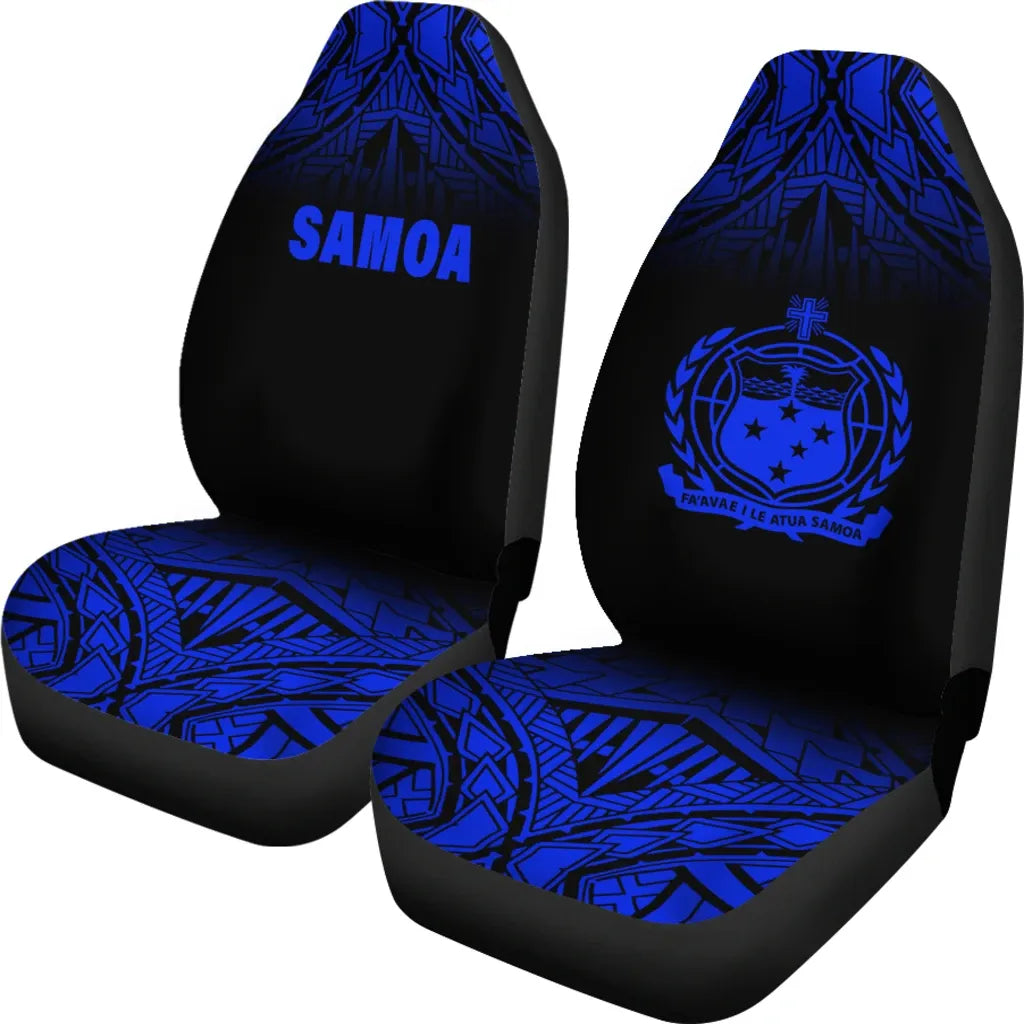 Samoa Car Seat Covers - Samoa Coat Of Arms Polynesian Tattoo Fog Blue