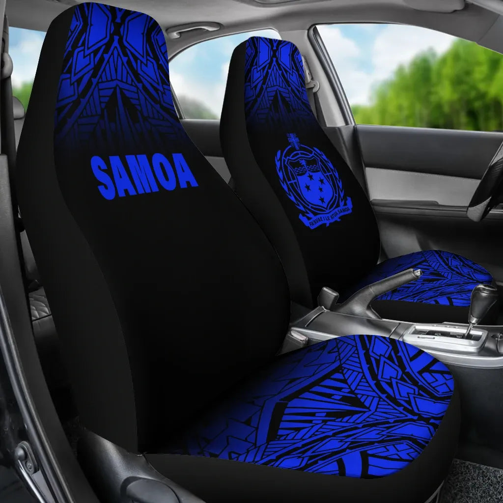 Samoa Car Seat Covers - Samoa Coat Of Arms Polynesian Tattoo Fog Blue