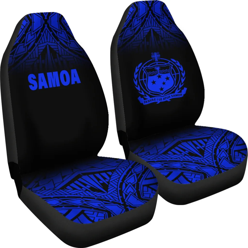 Samoa Car Seat Covers - Samoa Coat Of Arms Polynesian Tattoo Fog Blue