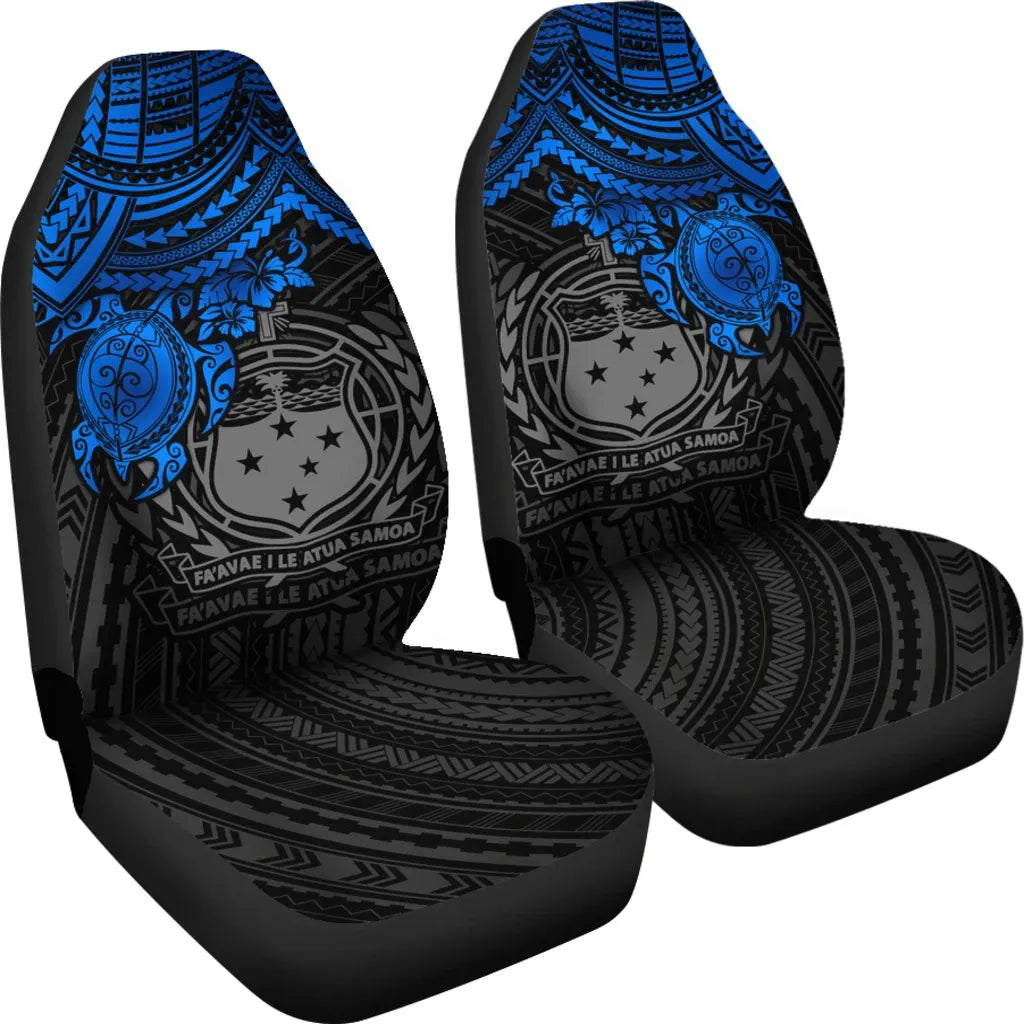 Samoa Car Seat Covers - Samoa Coat Of Arms Blue Turtle Hibiscus