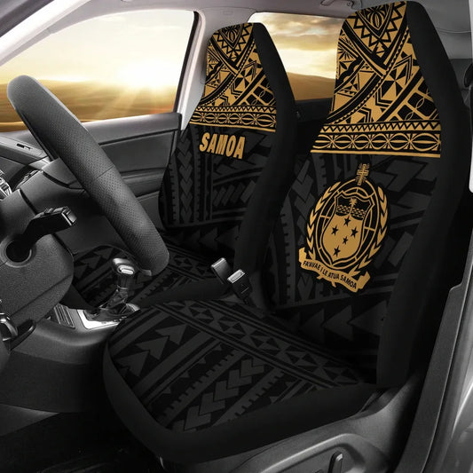 Samoa Car Seat Covers - Samoa Gold Coat Of Arms Polynesian Tattoo