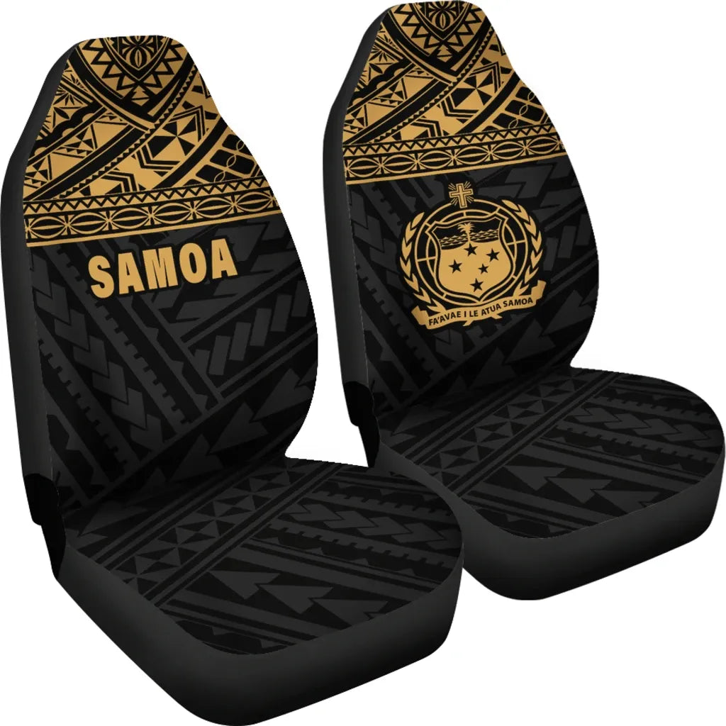 Samoa Car Seat Covers - Samoa Gold Coat Of Arms Polynesian Tattoo