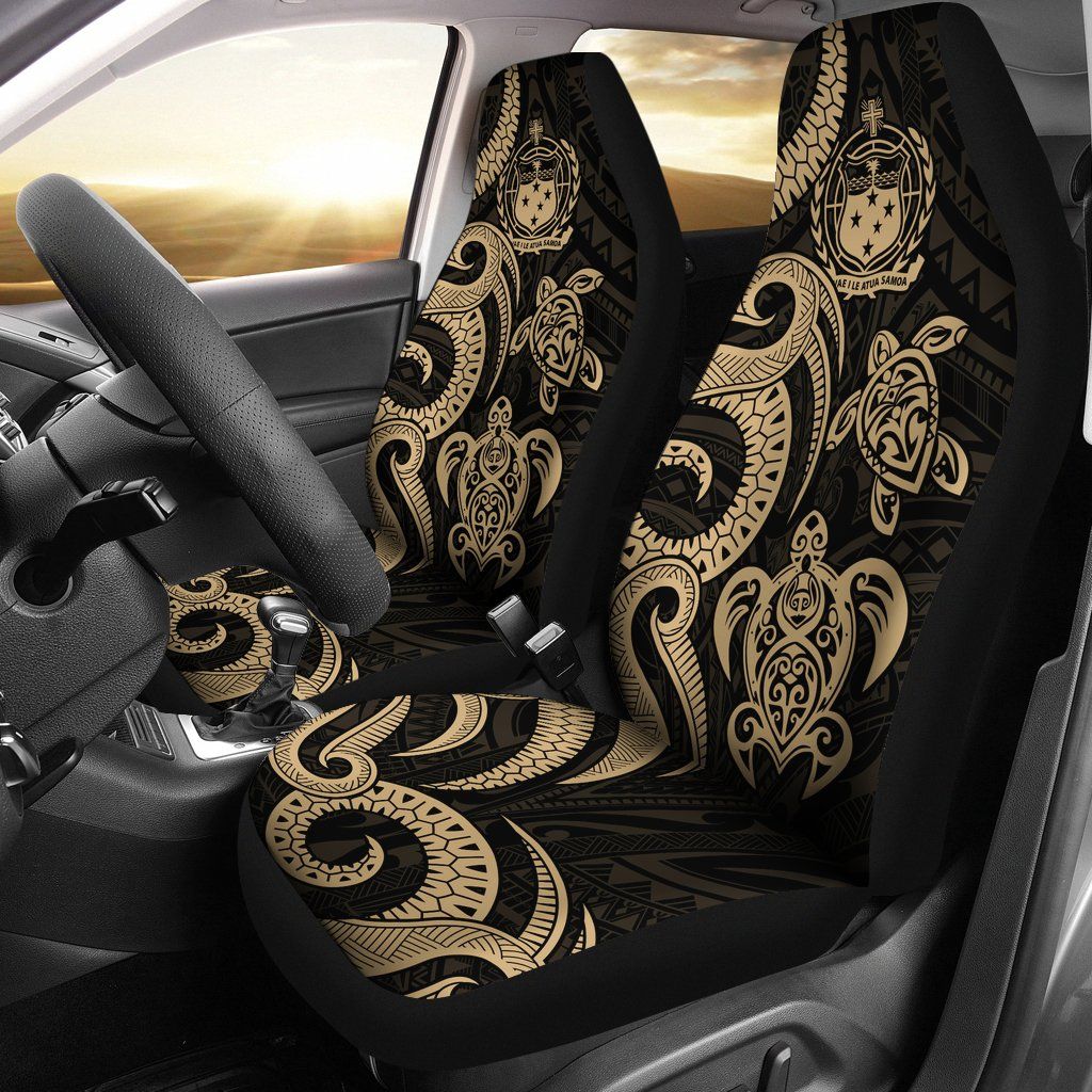 Samoa Polynesian Car Seat Covers - Gold Tentacle Turtle