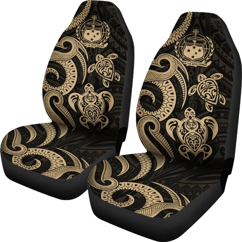 Samoa Polynesian Car Seat Covers - Gold Tentacle Turtle