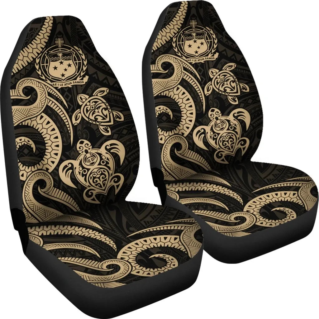Samoa Polynesian Car Seat Covers - Gold Tentacle Turtle