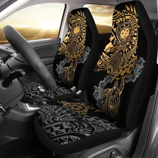 Samoa Polynesian Car Seat Covers - Gold Turtle Flowing