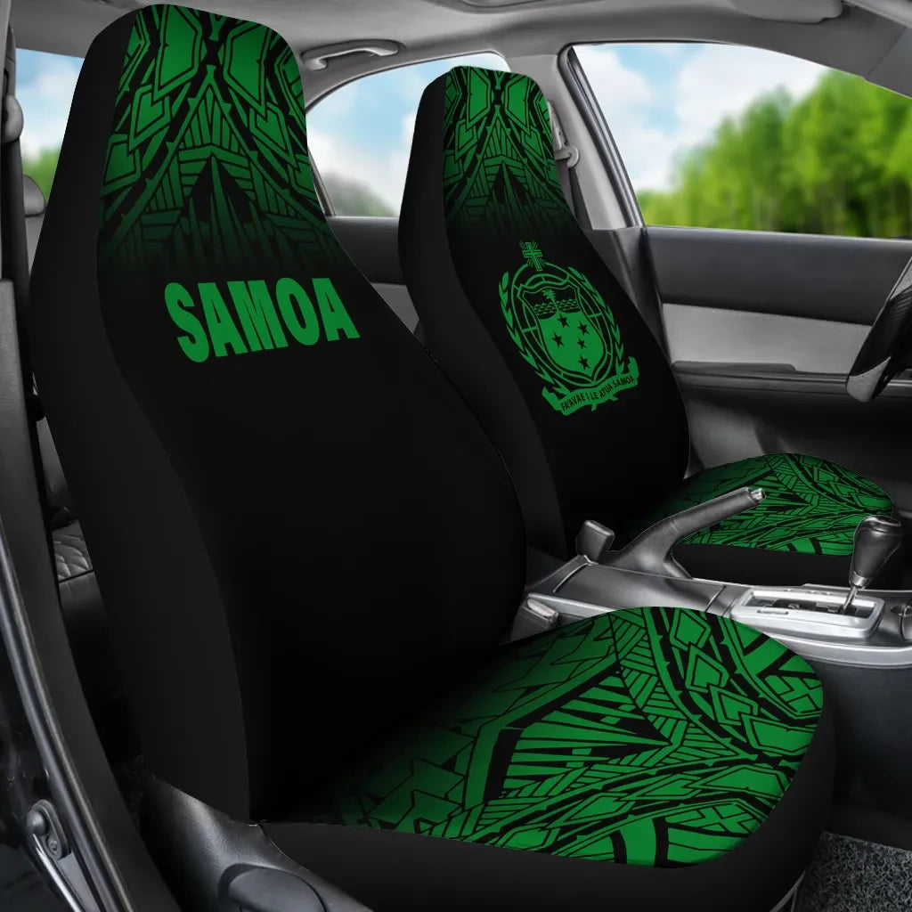 Samoa Car Seat Covers - Samoa Coat Of Arms Polynesian Tattoo Fog Green